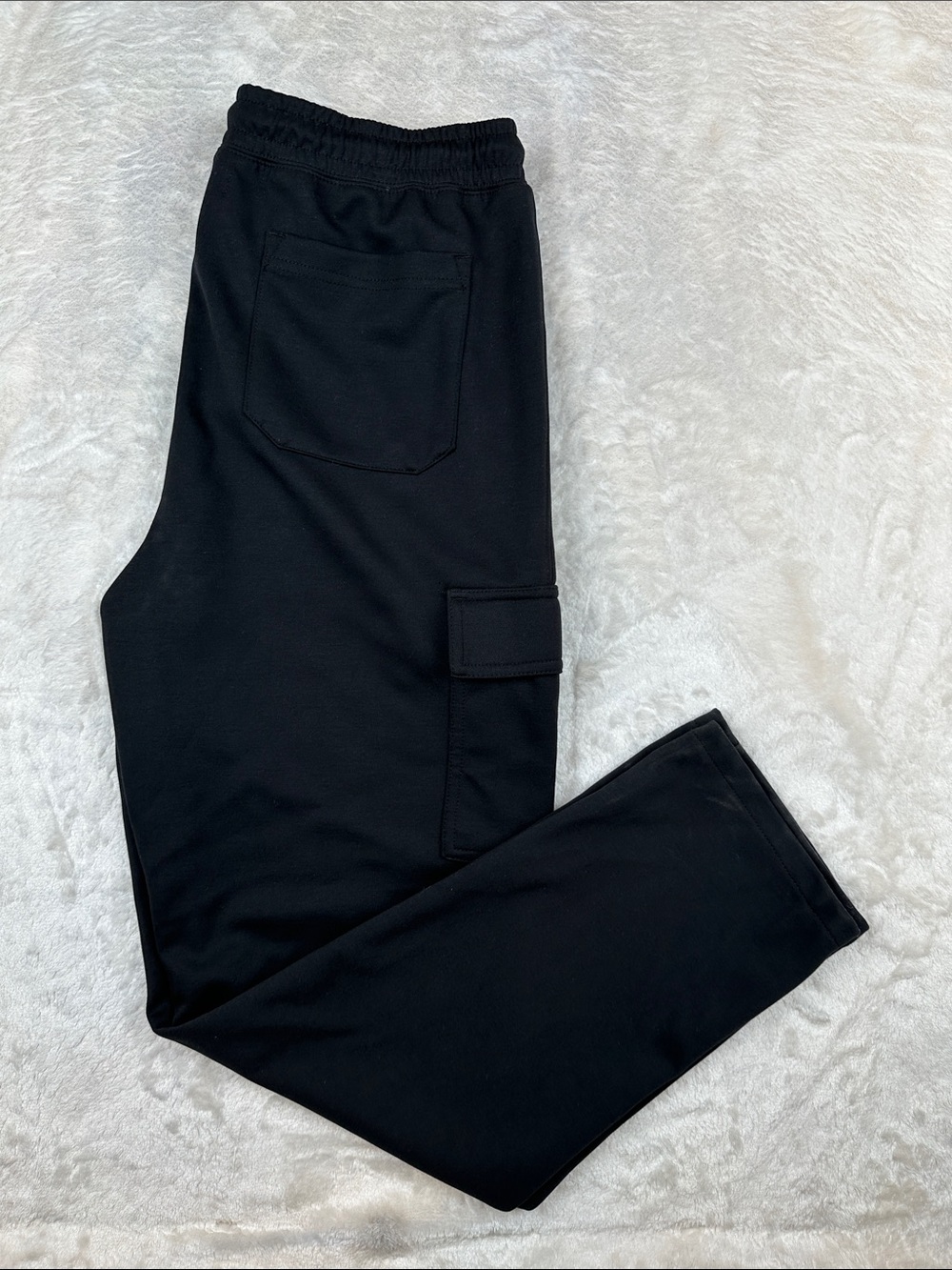 US Polo Assn Mens M Black Cargo Jogger Pants Stretch Zipper Pockets Drawstring